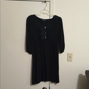 Wish Black Mini Dress with Button Detail